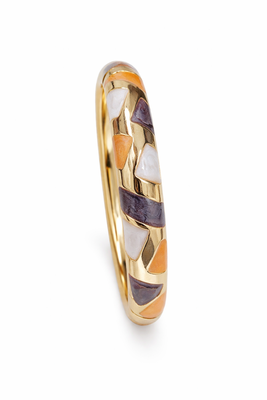 Golden Enamel Mosaic Bangles