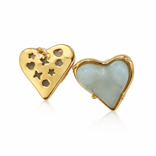 Classic Ivory Heart Studs