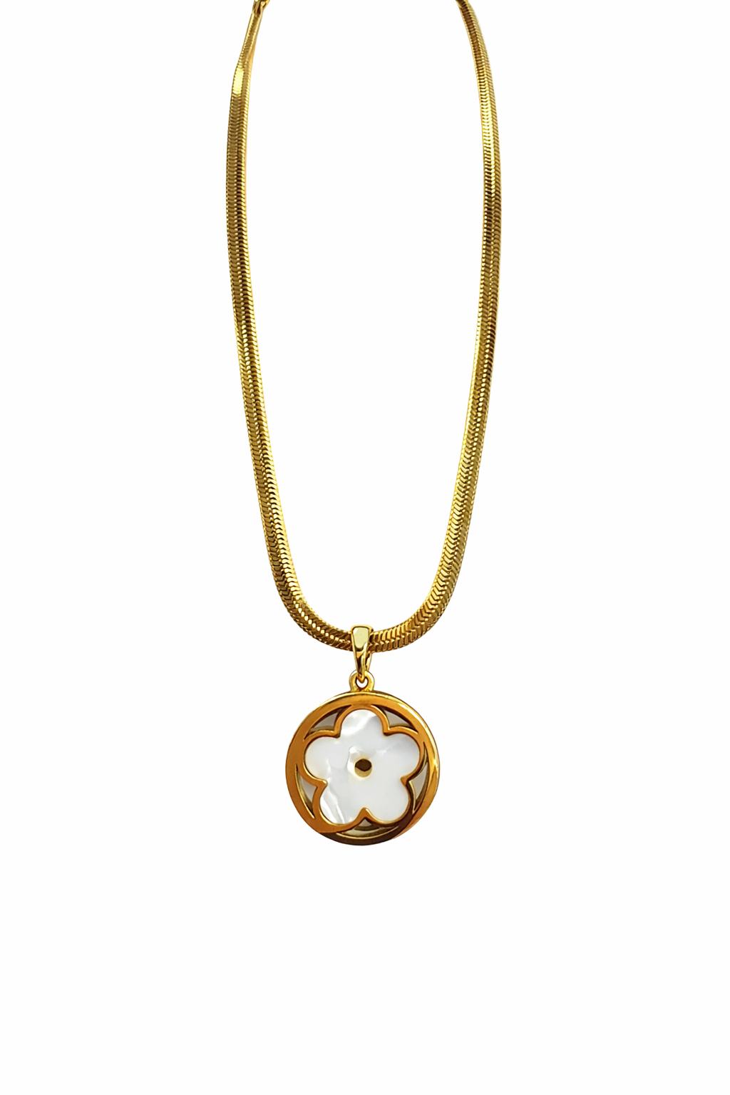 Golden Floral Charm Pendant Necklace