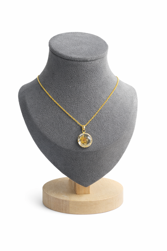 Gold-Plated Real Flower Resin Pendant
