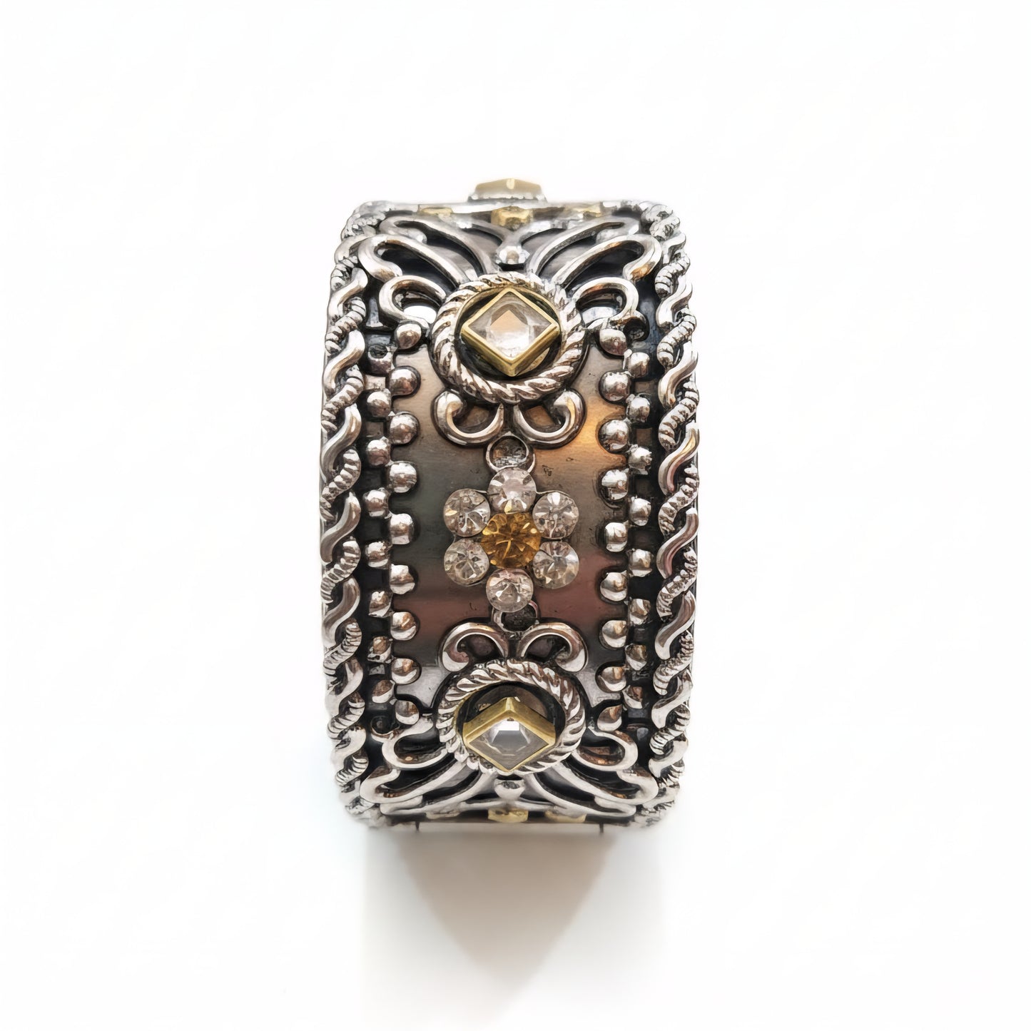 Oxidised Silver Look Wide Cuff Bracelet