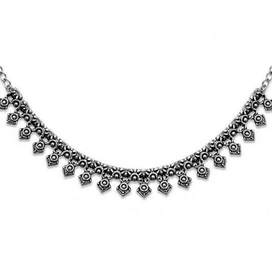 Oxidised Silver Look Ghungroo Style Necklace