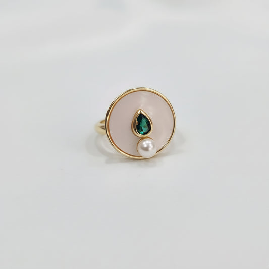Emerald Drop Pearl Statement Ring