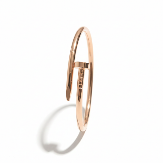 Rose Gold Nail-Inspired Open Bangle Bracelet