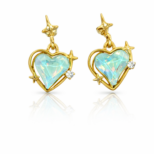 Celestial Heart Crystal Drop Earrings