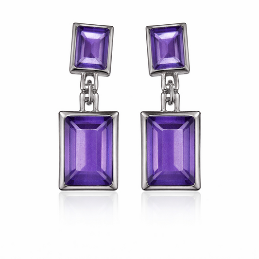 Emerald-Cut Crystal Drop Earrings
