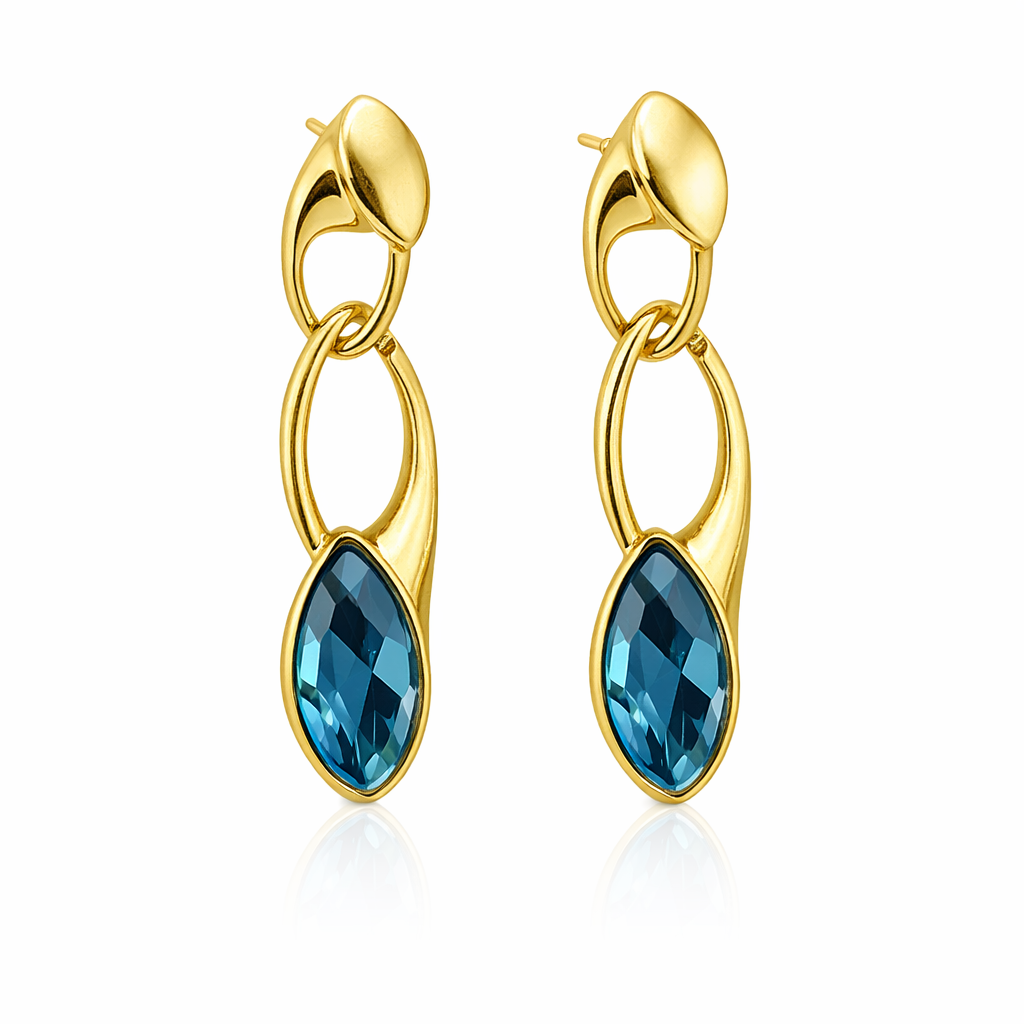 Teardrop Crystal Link Drop Earrings