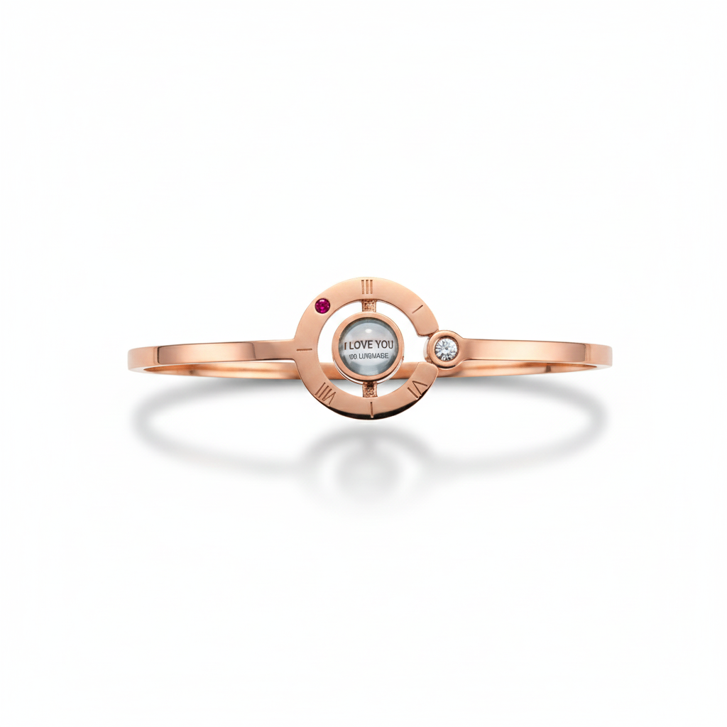 Rose Gold “I Love You” Bracelet with Crystal Accent