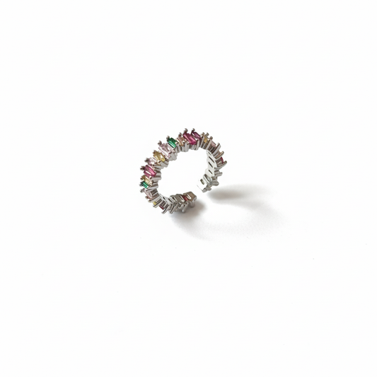 Multicolor Baguette Open Cuff Ring