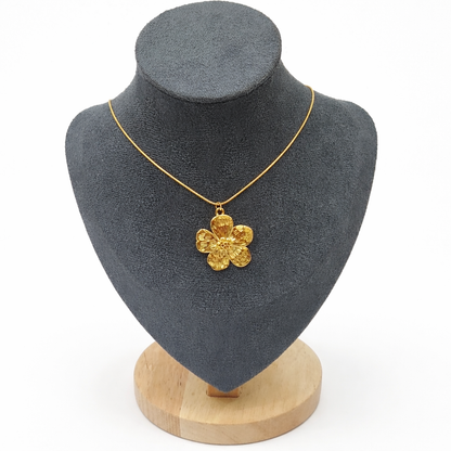 Golden Bloom Floral Pendant Necklace