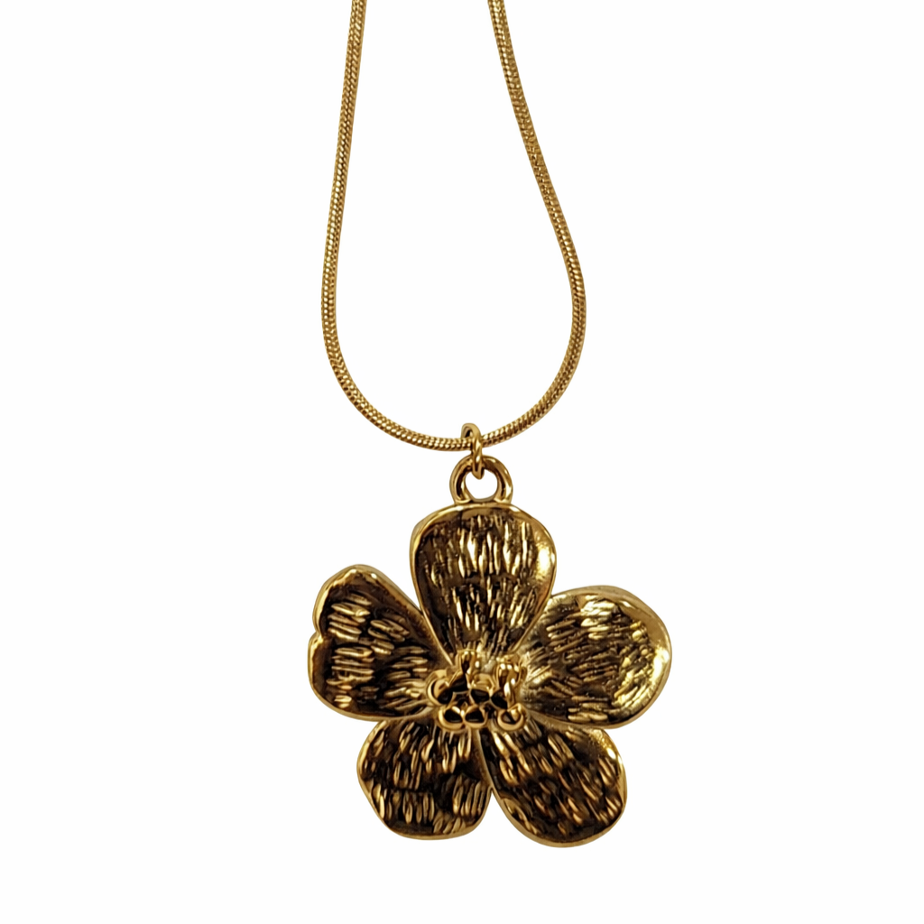 Golden Bloom Floral Pendant Necklace
