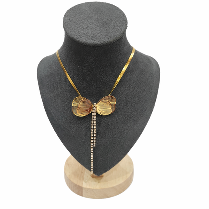 Golden Bow Pendant Necklace