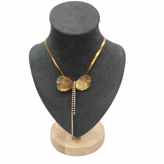 Golden Bow Pendant Necklace