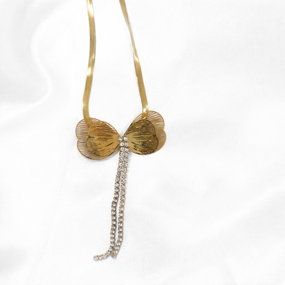 Golden Bow Pendant Necklace