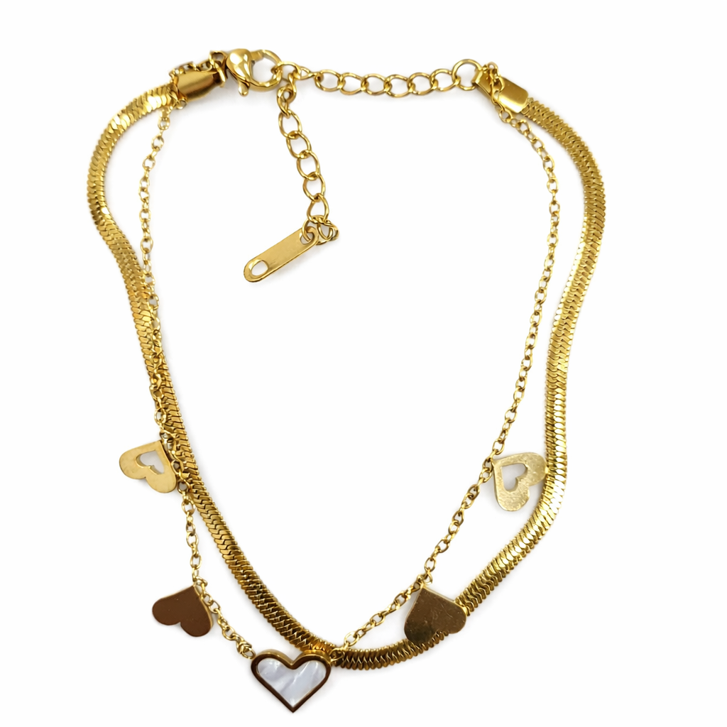 Celeste Double Chain Gold Anklet
