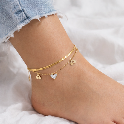 Celeste Double Chain Gold Anklet