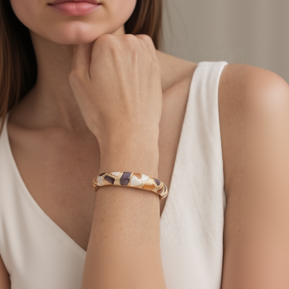Golden Enamel Mosaic Bangles