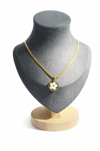 Golden Floral Charm Pendant Necklace