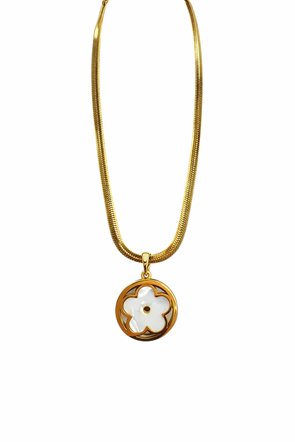 Golden Floral Charm Pendant Necklace