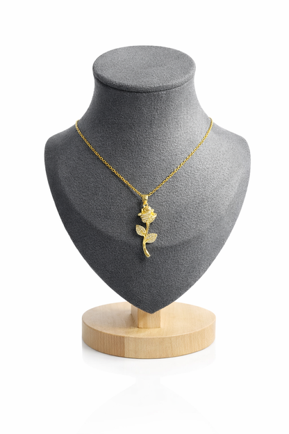 Golden Rose Pendant Necklace