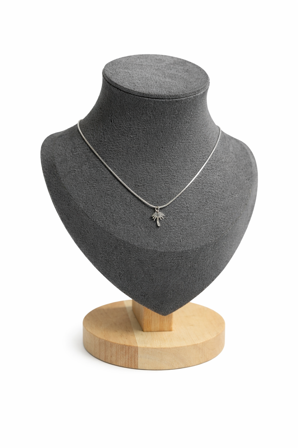 Silver Palm Tree Pendant Necklace