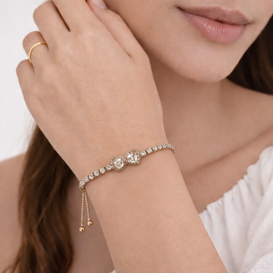 Elegant Dual-Stone Adjustable Bracelet