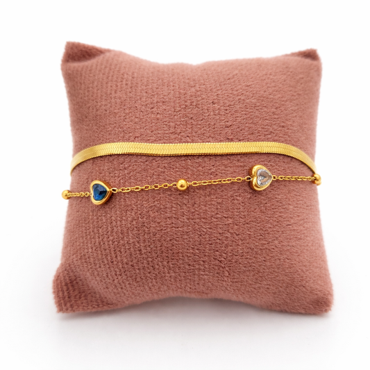 Dual Heart Bracelet in Gold Finish