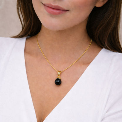 Minimal Black Bead Pendant
