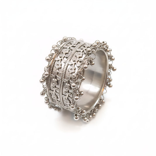 Oxidised Silver Look Wide Cuff Bracelet