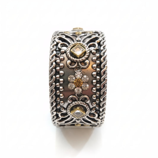 Oxidised Silver Look Wide Cuff Bracelet