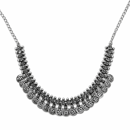 Handcrafted Oxidised Silver Look Coin Necklace