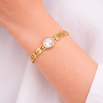 Elegant Gold Finish Mother of Pearl Bracelet