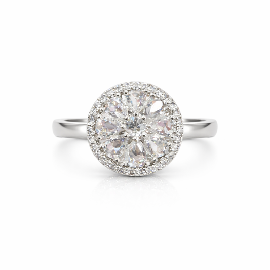 Floral Halo Diamond-Style Statement Ring
