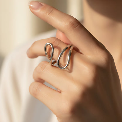 Abstract Double Loop Adjustable Ring