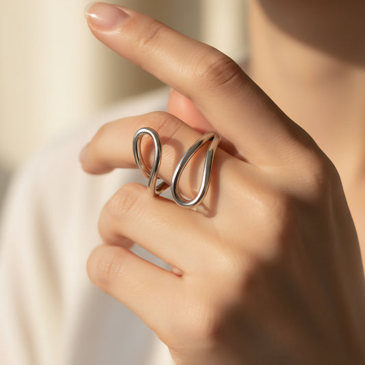 Abstract Double Loop Adjustable Ring