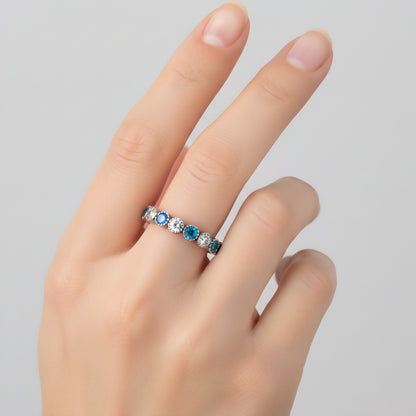 Blue & Clear Stone Eternity Band Ring