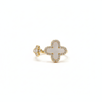 Mother-of-Pearl Clover Adjustable Ring