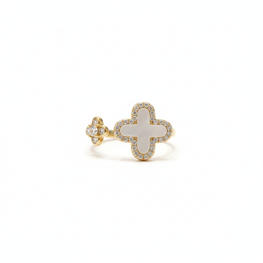Mother-of-Pearl Clover Adjustable Ring