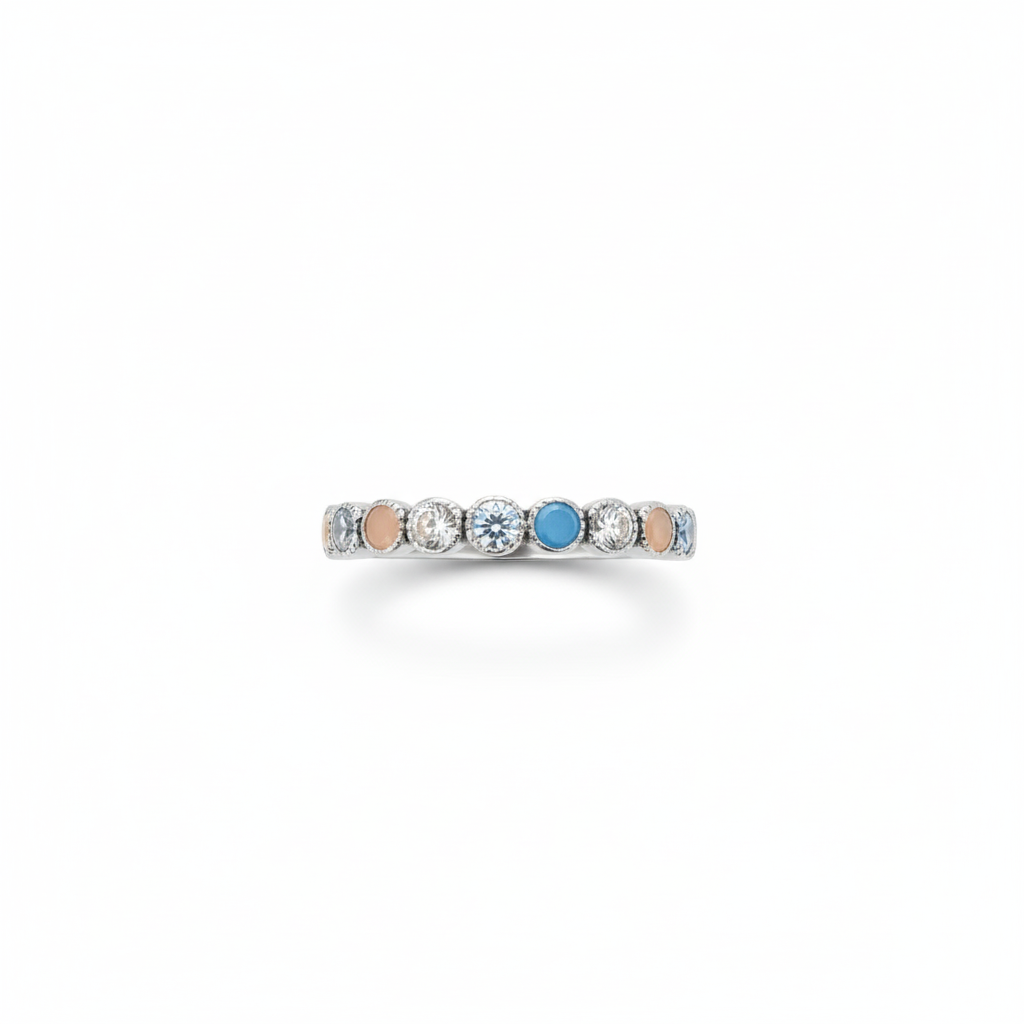 Blue & Clear Stone Eternity Band Ring