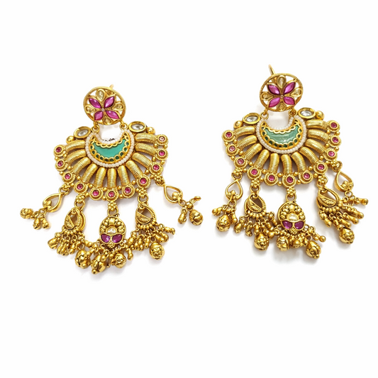 Antique Gold Chandbali Earrings