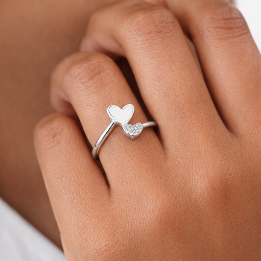Double Heart Open Ring