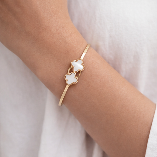 Elegant Dual Clover Gold Bracelet
