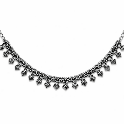 Oxidised Silver Look Ghungroo Style Necklace
