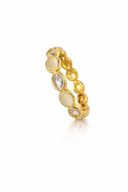 Golden Oval Stone Eternity Ring