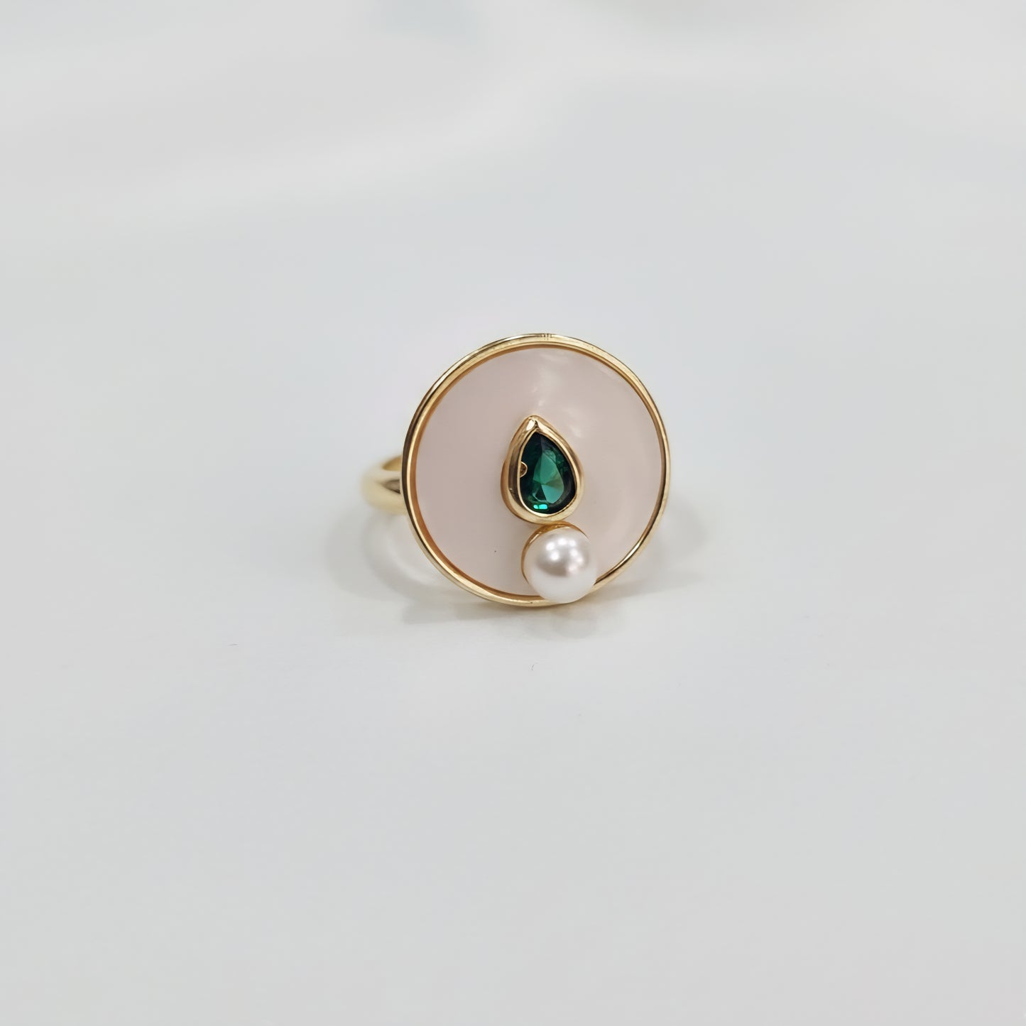 Emerald Drop Pearl Statement Ring