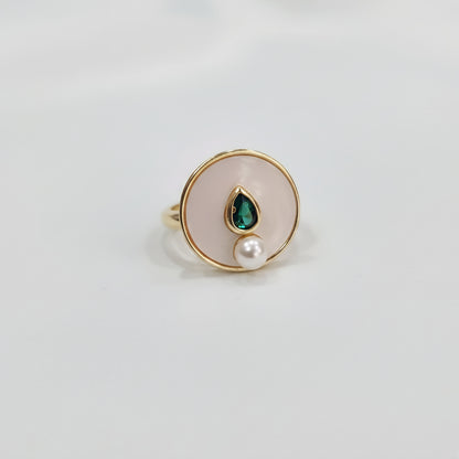 Emerald Drop Pearl Statement Ring