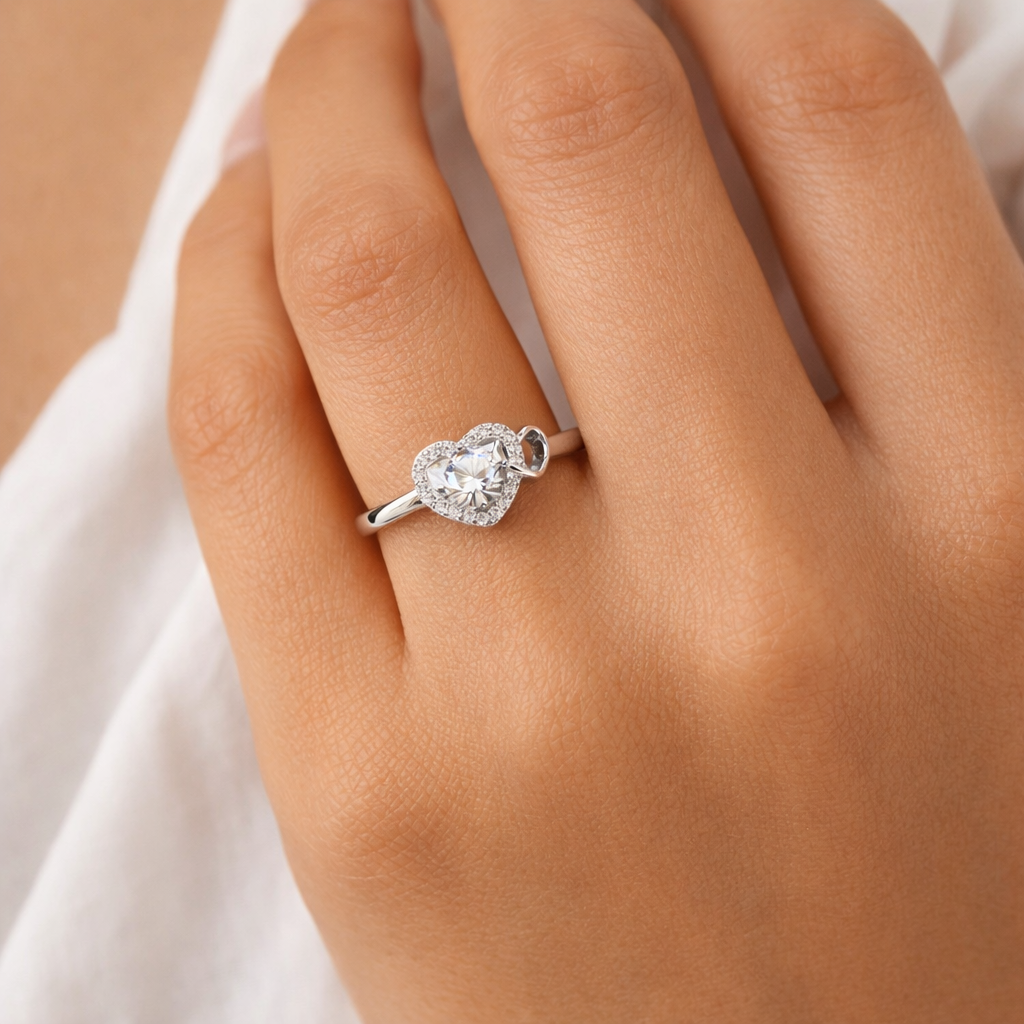 Silver Plated Heart-Cut Ring