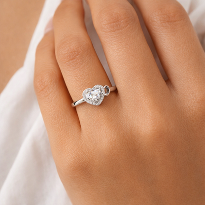 Silver Plated Heart-Cut Ring
