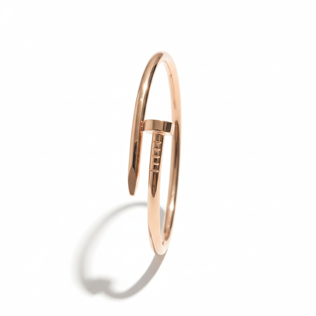 Rose Gold Nail-Inspired Open Bangle Bracelet