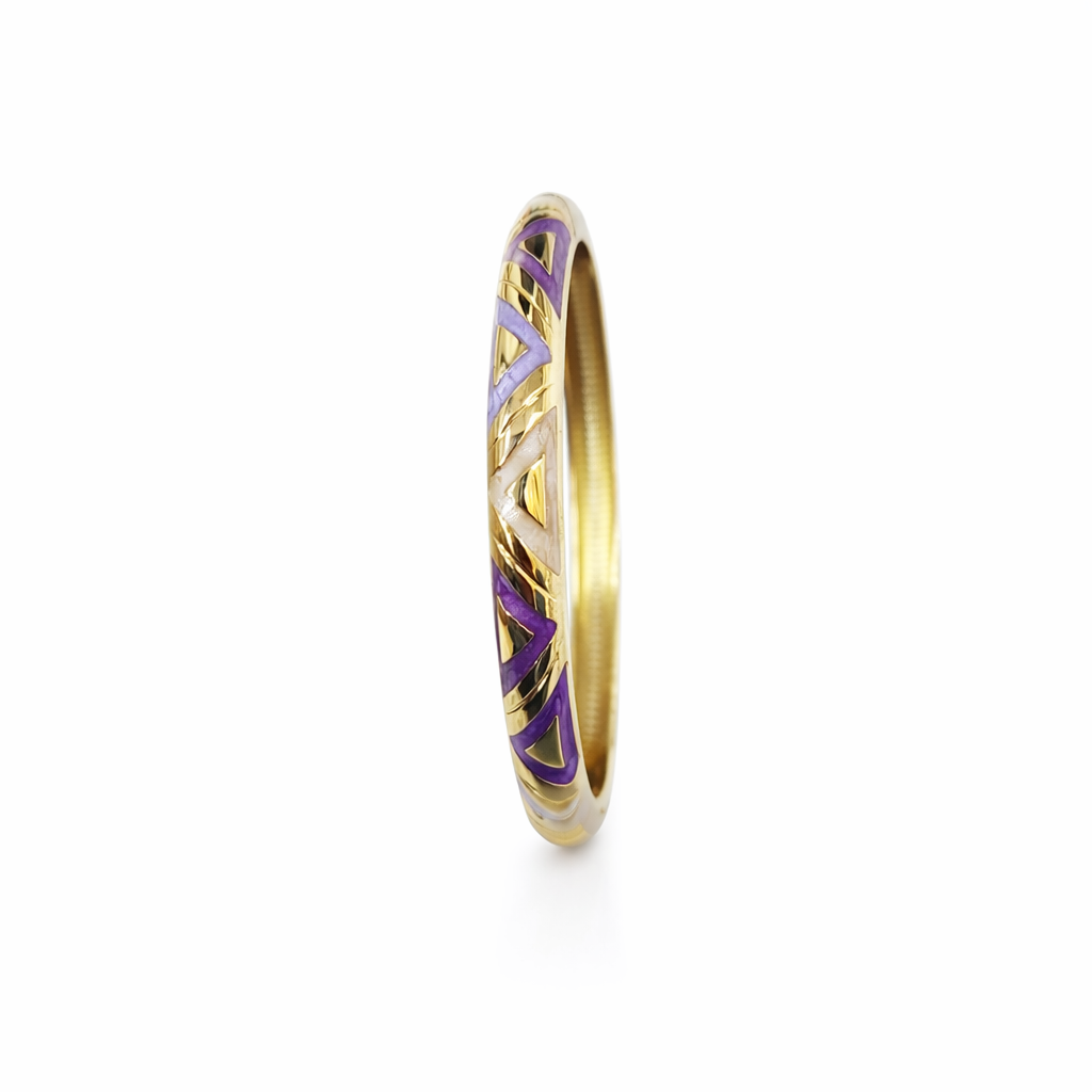 Gold-Tone Geometric Enamel Bangle